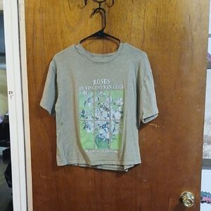 Vincent Van Gogh Graphic Crop Top in Green